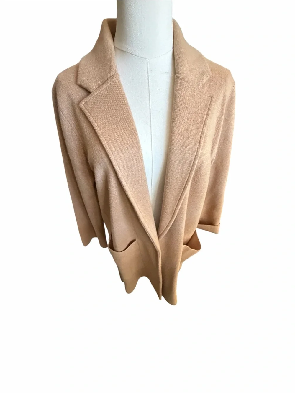 J Crew Wool Blend Classic Women's Camel Open-Front Coatigan Sz Medium